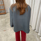 Oversized Side Slit Blazer Steel Blue