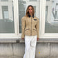 Contrast Collar Cinched Vest Camel