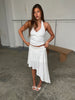 Ruched Detail Asymmetric Skirt White