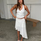 Ruched Detail Asymmetric Skirt White