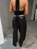 Front Pleated Jogger Pants Black