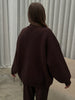 Oversized Press Button Cardigan Brown