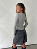 Layered Ruffled Ribbon Cardigan Top Grey