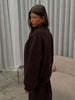 Oversized Press Button Cardigan Brown