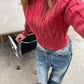 Zipped Braided Cardigan Red