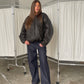 Oversized Bomber Oil Dark Brown