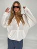 Oversized Waffle Knit Zip Hoodie White