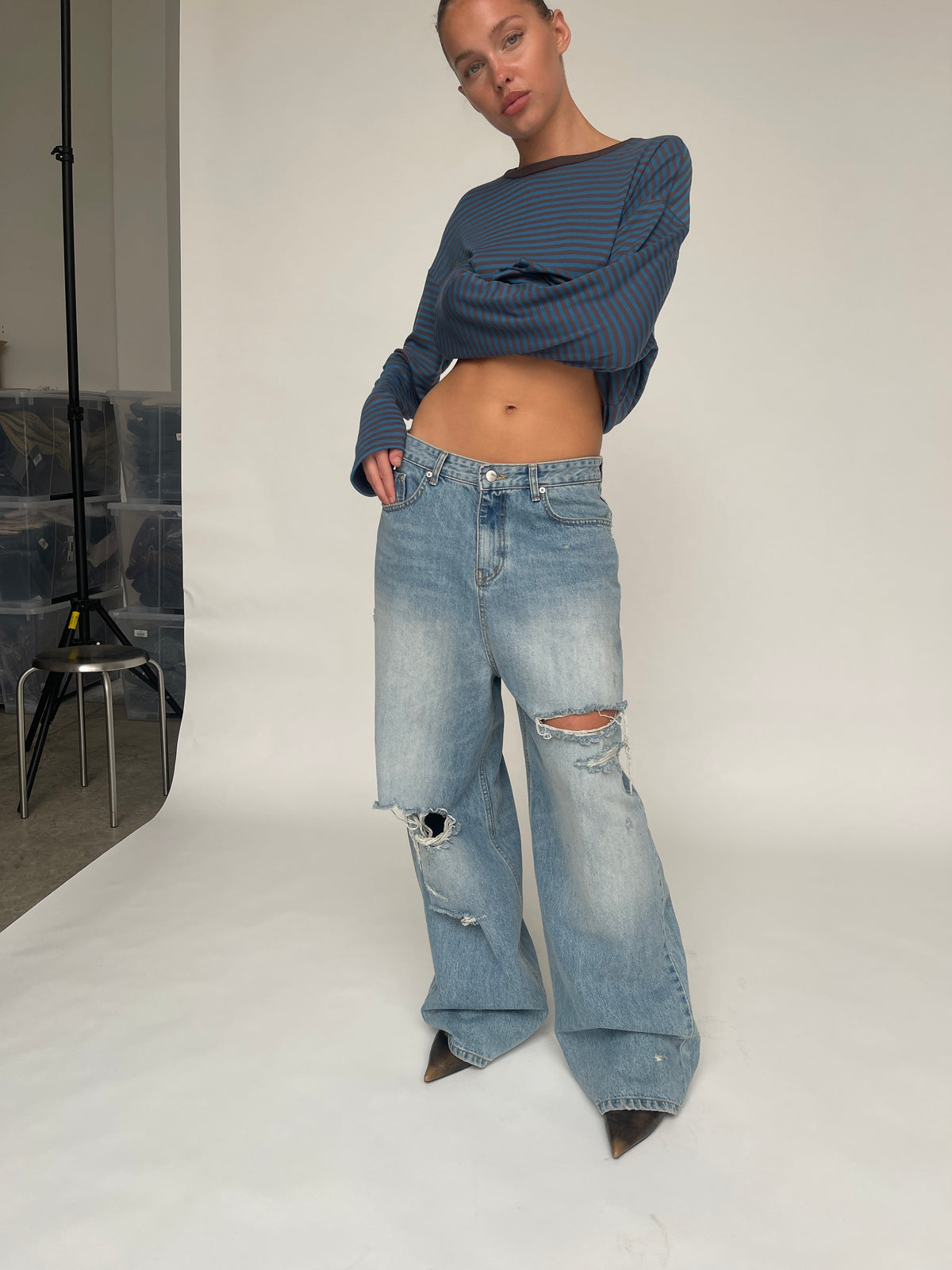 Baggy Distressed Jeans Light Blue