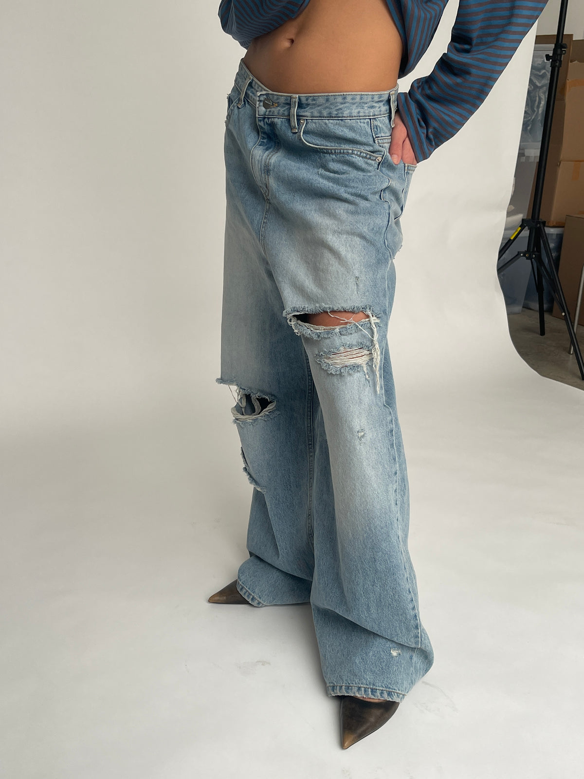 Baggy Distressed Jeans Light Blue