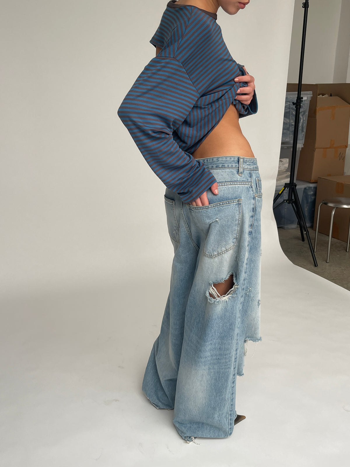Baggy Distressed Jeans Light Blue