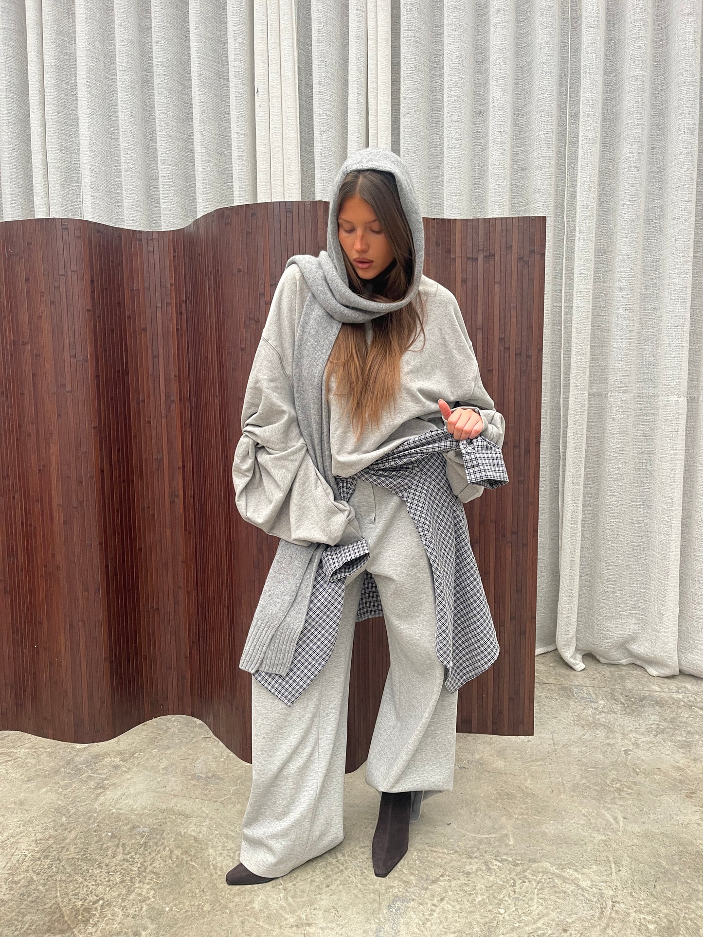 Oversized Twisted Longsleeve Sweater Grey