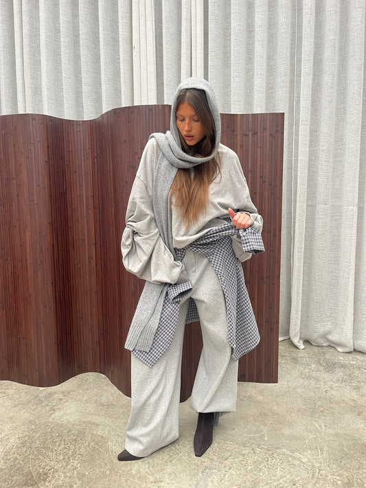 Oversized Twisted Longsleeve Sweater Grey