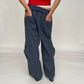 Baggy Fold Over Cargo Pants Navy