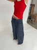 Baggy Fold Over Cargo Pants Navy