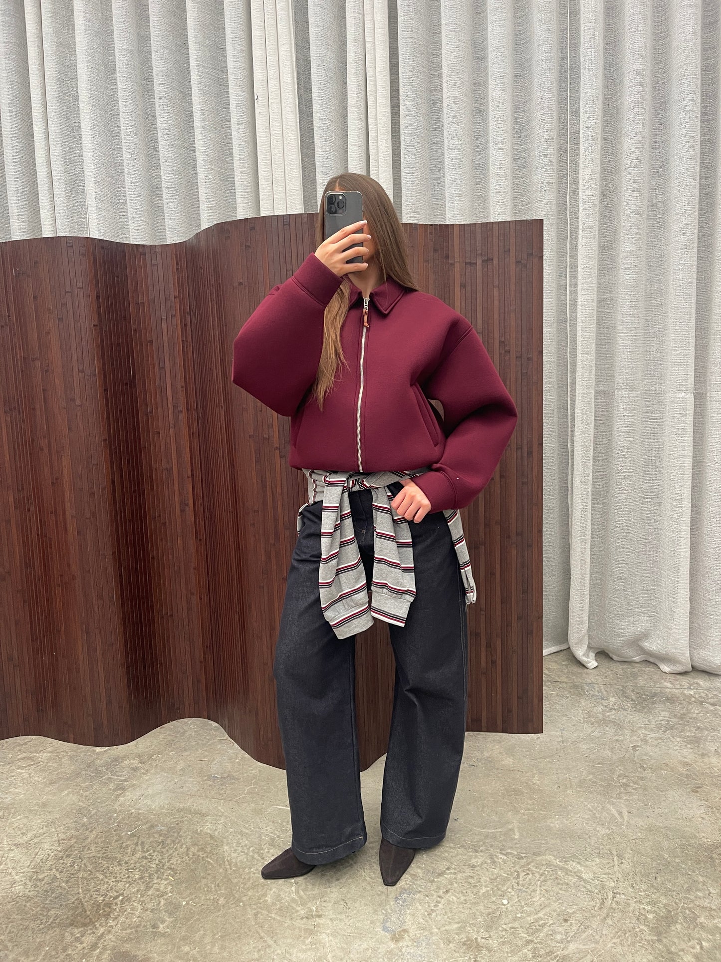 Zipper Vest Burgundy