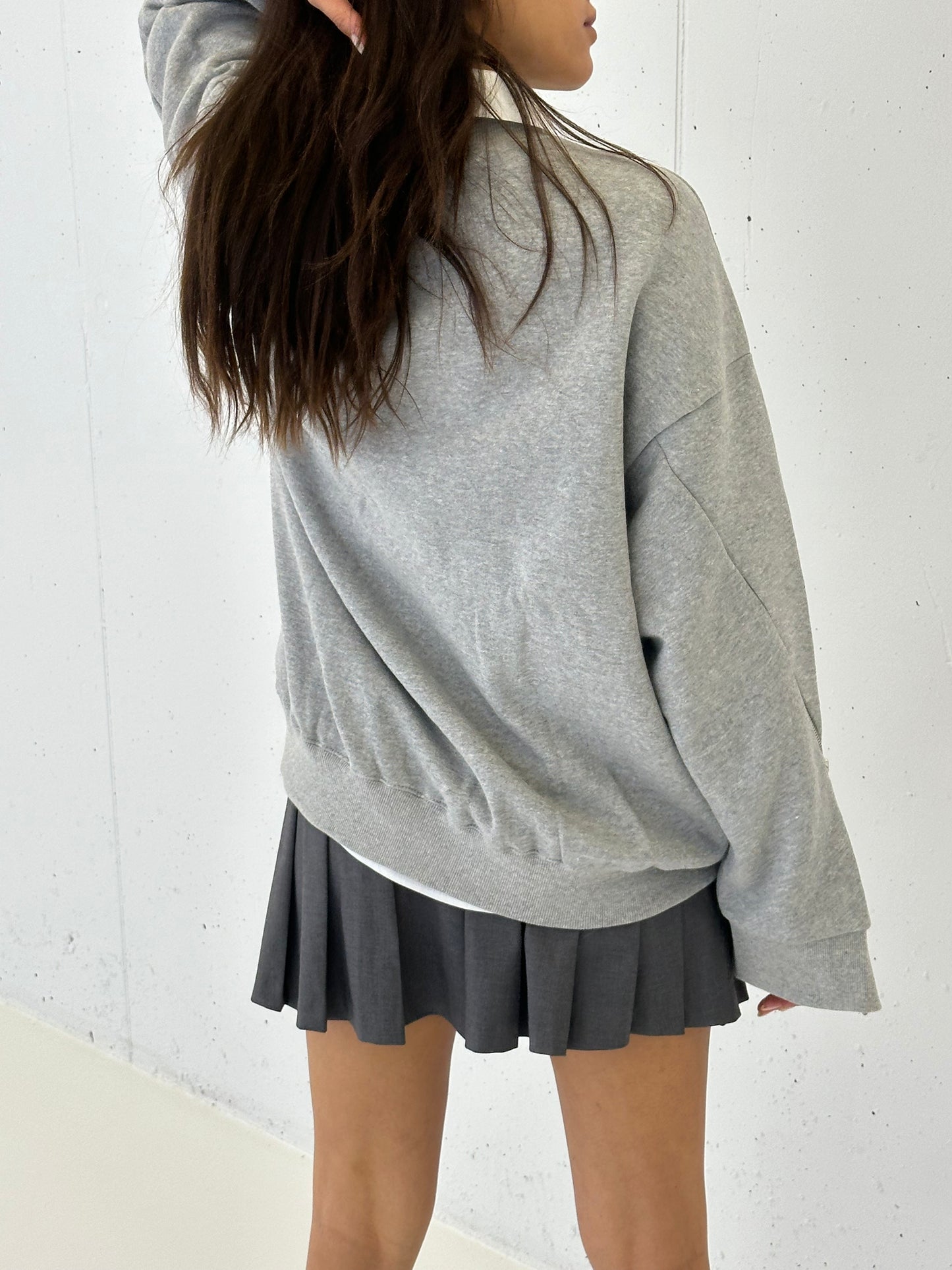 Diagonal Zipped Sweater Grey