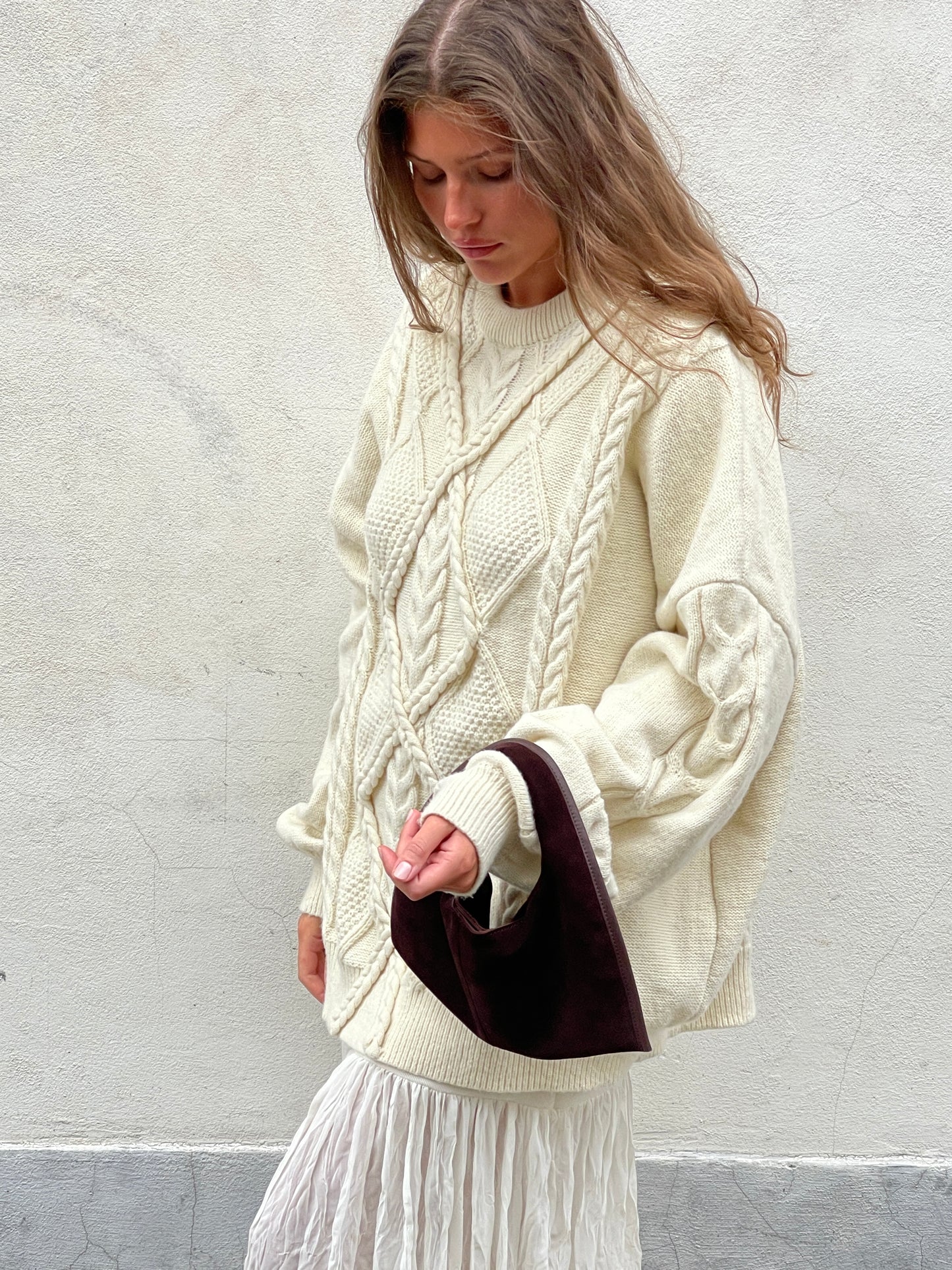 Oversized Braided Knit Cream