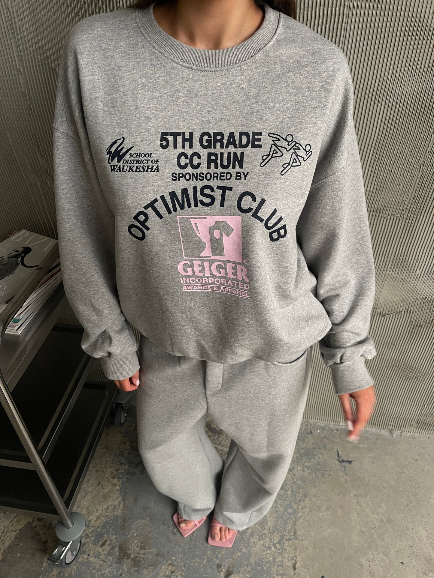 Graphic College Sweater Light Grey