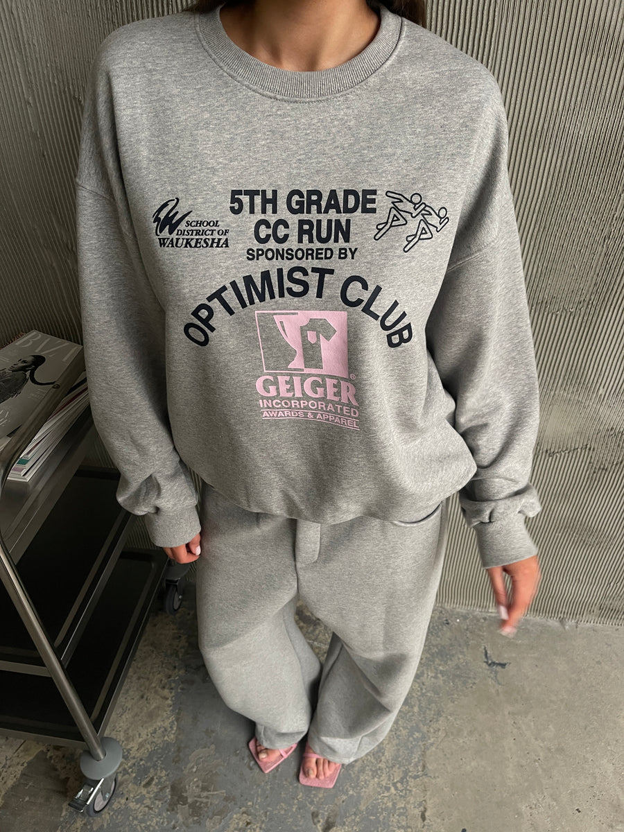 Graphic College Sweater Light Grey