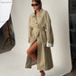 Contrast Lined Long Trenchcoat Camel