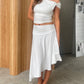 Ruched Detail Asymmetric Skirt Polka Dot