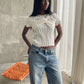Front Twist Detail Structured Lines Top Ivory