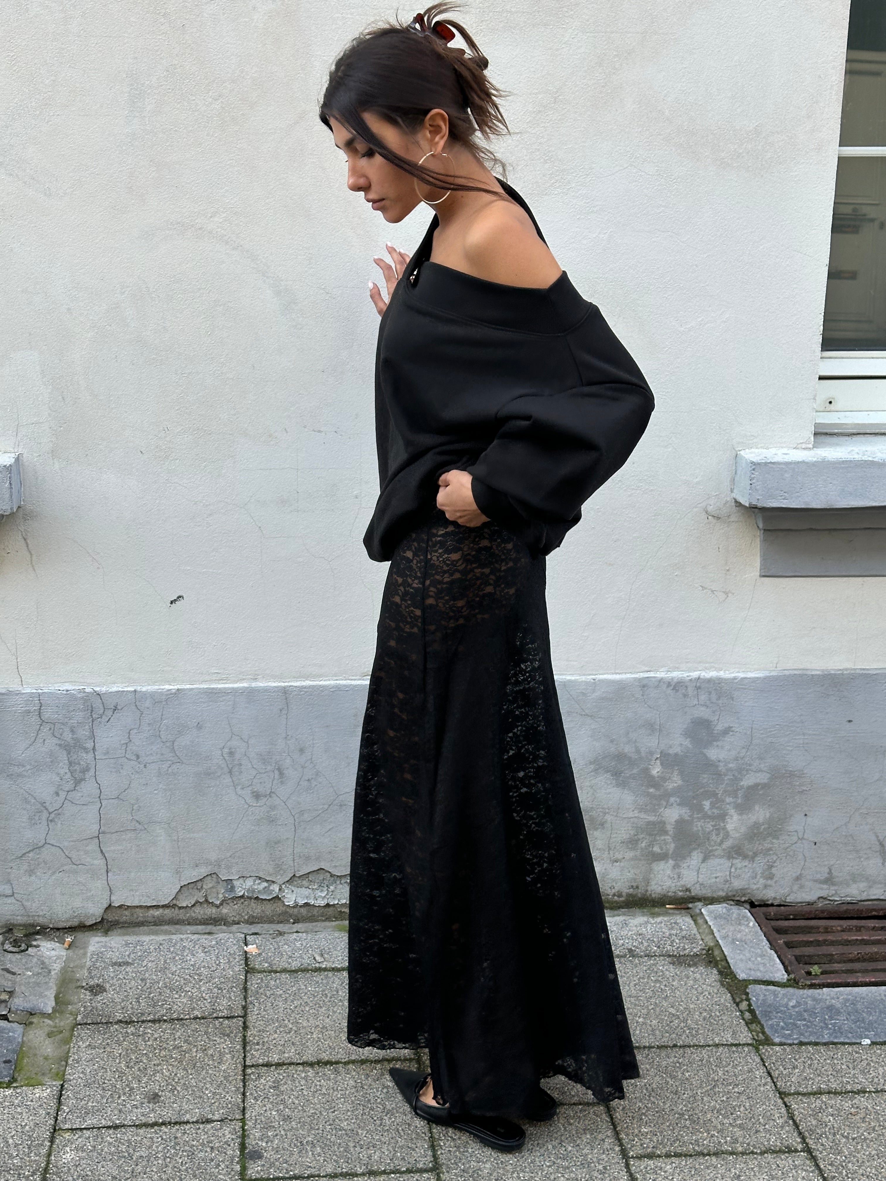 Long Lace Skirt Black