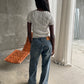 Front Twist Detail Structured Lines Top Ivory