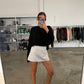 Pinstripe Mini Skirt White