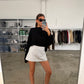 Pinstripe Mini Skirt White