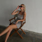 Mini Lace Trim Dress Grey