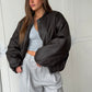 Oversized Bomber Oil Dark Brown
