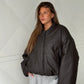 Oversized Bomber Oil Dark Brown