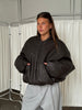 Oversized Bomber Oil Dark Brown