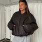 Oversized Bomber Oil Dark Brown
