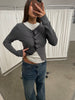 Wavy Front Closure Cardigan Charcoal