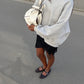 V-Neck Fleeced Sweater Grey