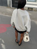V-Neck Fleeced Sweater Grey