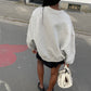 V-Neck Fleeced Sweater Grey