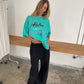 Oversized Aloha Tee Vintage Teal Blue