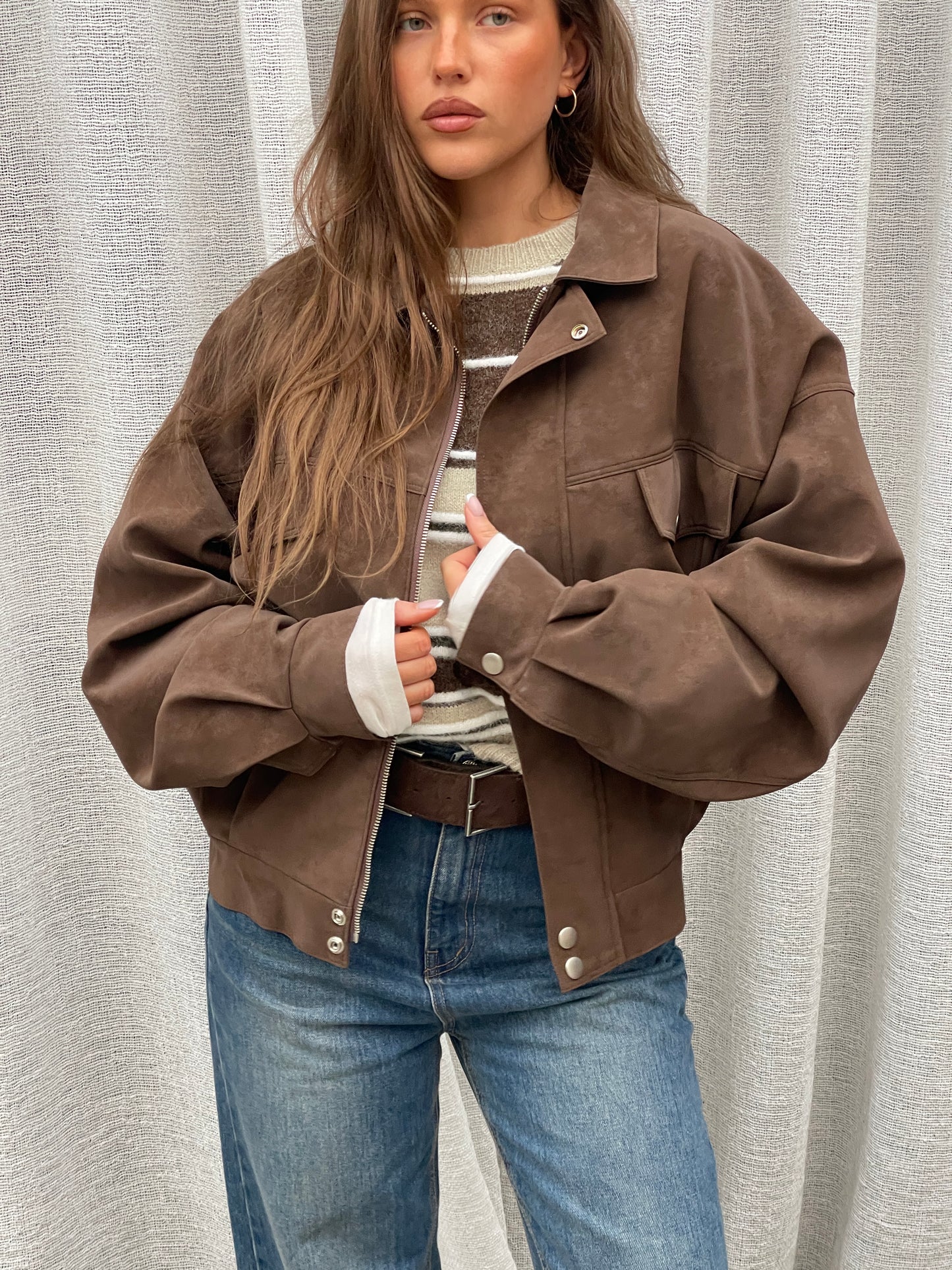 Suede Style Front Pocket Jacket