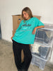 Oversized Aloha Tee Vintage Teal Blue
