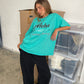 Oversized Aloha Tee Vintage Teal Blue