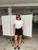 Draped Short Sleeve Top White