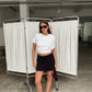 Draped Short Sleeve Top White