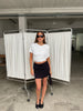 Draped Short Sleeve Top White