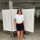 Draped Short Sleeve Top White