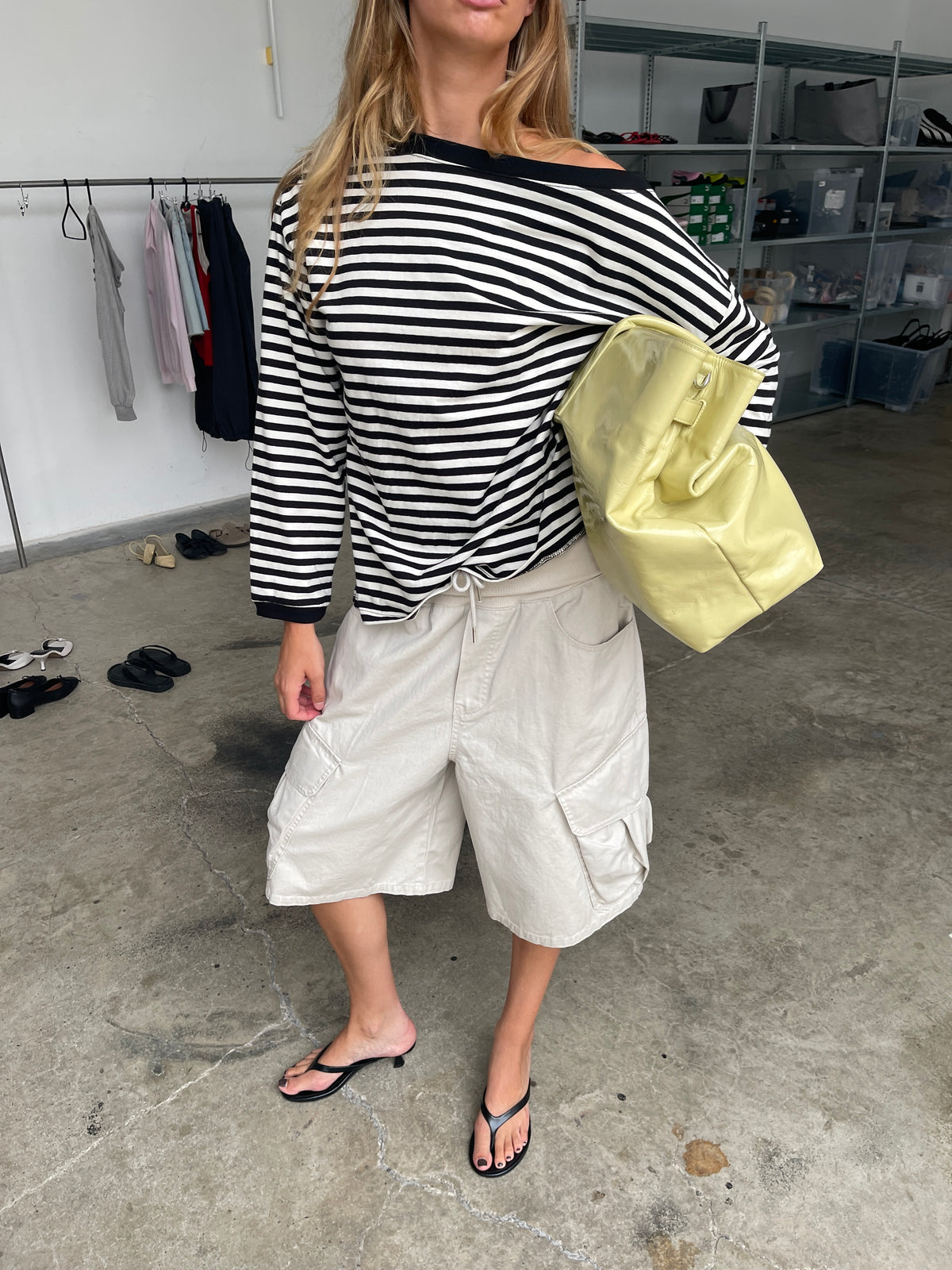 Baggy Fold Over Cargo Shorts Sand