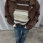 Two Coloured Striped Loose Knit Beige