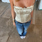 Double Layered Satin Top Ivory